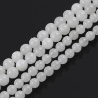 Perles de calcédoine blanche, blanc calcédoine, Rond, DIY & normes différentes pour le choix, bleu Environ 38-39 cm, Vendu par brin