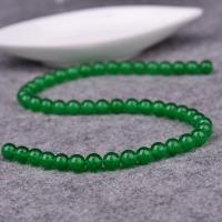 Single Gemstone Beads, Green Calcedony, Round, DIY green Approx 38-39 cm 