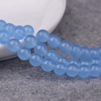 Blauer Chalcedony Perle, blauer Chalzedon, rund, DIY & verschiedene Größen vorhanden, hellblau, Länge:ca. 38-39 cm, verkauft von Strang[