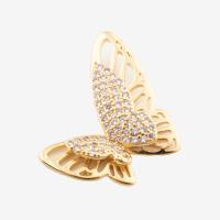 Cubic Zirconia Micro Pave Sterling Silver Bead, 925 Sterling Silver, Butterfly, real gold plated, DIY & micro pave cubic zirconia, gold Approx 2mm 