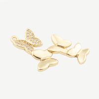 Zircon Micro Pave pendentif en argent sterling, argent sterling 925, papillon, Plaqué d'or, DIY & pavé de micro zircon, Or Environ 2mm, Vendu par PC