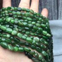 Jaspis Stein Perlen, Klumpen, poliert, DIY, olivgrün, 8-9mm, Länge:ca. 38-40 cm, verkauft von Strang[