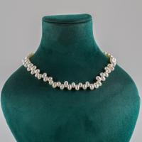 Freshwater Pearl Brass Necklace, with Brass, fashion jewelry & for woman, white, 6-7mm Approx 45 cm 
