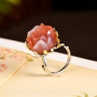 Agate Finger Ring, Yanyuan Agate, with Brass, fashion jewelry & for woman 