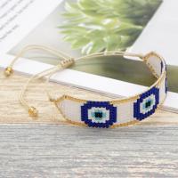 Evil Eye Jewelry Bracelet, Seedbead, handmade, Adjustable & fashion jewelry & Unisex Approx 17.5 cm 
