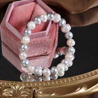 Bracelets de perles, perle d'eau douce cultivée, avec fil élastique, bijoux de mode & pour femme, couleurs mélangées, 9mm Environ 18 cm, Vendu par PC[