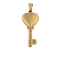 Stainless Steel Key Pendants, 304 Stainless Steel, Vacuum Ion Plating, fashion jewelry & for woman, golden Approx 4mm [