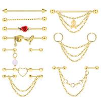 304 Stainless Steel Body Piercing Jewelry Set, Vacuum Ion Plating, eleven pieces & Unisex [