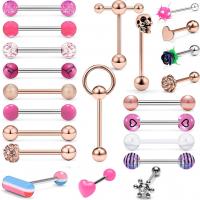 304 Stainless Steel Body Piercing Jewelry Set, Vacuum Ion Plating, 22 pieces & Unisex [