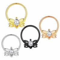Stainless Steel Nose Piercing Jewelry, 304 Stainless Steel, with Cubic Zirconia, Vacuum Ion Plating, fashion jewelry & Unisex [