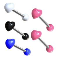 Stainless Steel Tongue Ring, 304 Stainless Steel, with Acrylic, Heart, fashion jewelry & Unisex 5/7mm 
