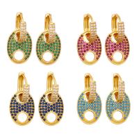 Cubic Zirconia Micro Pave Brass Earring, with Gemstone, plated, fashion jewelry & micro pave cubic zirconia 