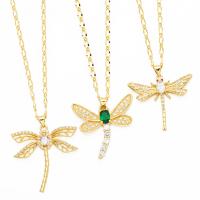 Cubic Zircon Micro Pave Brass Necklace, with 5cm extender chain, Dragonfly, plated, fashion jewelry & micro pave cubic zirconia cm [