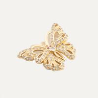 Cubic Zirconia Micro Pave Brass Pendant, Butterfly, high quality plated, DIY & micro pave cubic zirconia, gold Approx 2mm 