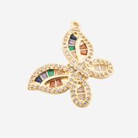 Cubic Zirconia Micro Pave Brass Pendant, Butterfly, high quality plated, DIY & micro pave cubic zirconia, golden Approx 1.5mm 