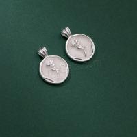 pendentif de fleur en argent fin, Argent sterling 925, Rose, Placage, DIY, argent Vendu par PC[