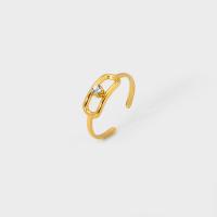 Cubic Zirconia anillo de dedo de acero inoxidable, acero inoxidable 304, 18K chapado en oro, Joyería & micro arcilla de zirconia cúbica & para mujer, dorado, 1.7x0.68cm, Vendido por UD