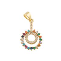 Cubic Zirconia Micro Pave Brass Pendant, gold color plated, fashion jewelry & DIY & micro pave cubic zirconia, multi-colored Approx 2mm 