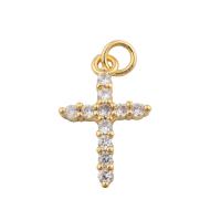 Cubic Zirconia Micro Pave Brass Pendant, Cross, gold color plated, fashion jewelry & DIY & micro pave cubic zirconia, golden Approx 1.5mm 