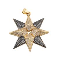 Cubic Zirconia Micro Pave Brass Pendant, gold color plated, fashion jewelry & DIY & micro pave cubic zirconia, two different colored Approx 3mm 