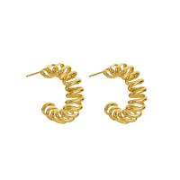 clou d'oreille en fer, plaqué de couleur d'or KC, bijoux de mode & pour femme, doré Vendu par paire