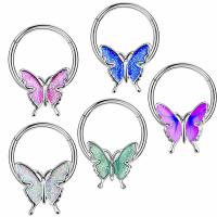 Stainless Steel Nose Piercing Jewelry, 304 Stainless Steel, Butterfly, fashion jewelry & Unisex & enamel [