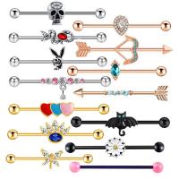 304 Stainless Steel Body Piercing Jewelry Set, with Cubic Zirconia, Vacuum Ion Plating, 5 pieces & fashion jewelry & Unisex 