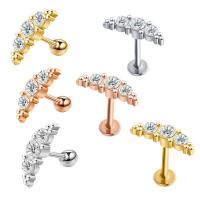 Stainless Steel Ear Piercing Jewelry, 304 Stainless Steel, Vacuum Ion Plating, fashion jewelry & Unisex & micro pave cubic zirconia 