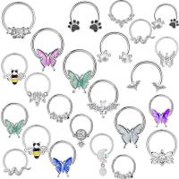 Stainless Steel Nose Piercing Jewelry, 304 Stainless Steel, Vacuum Ion Plating, three pieces & fashion jewelry & Unisex & micro pave cubic zirconia [