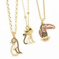 Cubic Zircon Micro Pave Brass Necklace, with 5cm extender chain, Animal, plated, fashion jewelry & micro pave cubic zirconia 