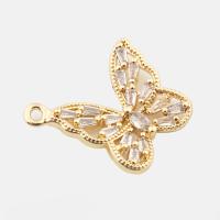 Cubic Zirconia Micro Pave Brass Pendant, Butterfly, high quality plated, DIY & micro pave cubic zirconia, gold Approx 2mm 