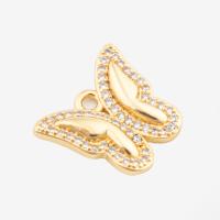 Cubic Zirconia Micro Pave Brass Pendant, Butterfly, high quality plated, DIY & micro pave cubic zirconia, gold Approx 1.5mm 