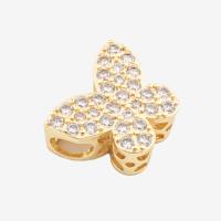 Cubic Zirconia Micro Pave Brass Beads, Butterfly, high quality plated, DIY & micro pave cubic zirconia, gold Approx 3mm [