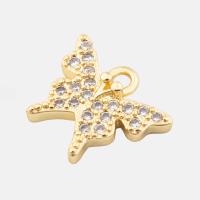 Cubic Zirconia Micro Pave Brass Pendant, Butterfly, high quality plated, DIY & micro pave cubic zirconia, gold Approx 1.5mm 