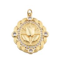 Cubic Zirconia Micro Pave Brass Pendant, gold color plated, fashion jewelry & DIY & micro pave cubic zirconia, golden Approx 2mm 