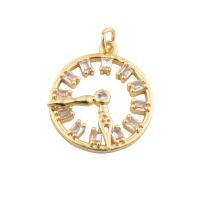 Cubic Zirconia Micro Pave Brass Pendant, Round, gold color plated, fashion jewelry & DIY & micro pave cubic zirconia, golden Approx 2mm 