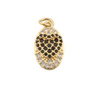 Cubic Zirconia Micro Pave Brass Pendant, gold color plated, fashion jewelry & DIY & micro pave cubic zirconia, two different colored Approx 2mm 