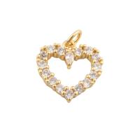 Cubic Zirconia Micro Pave Brass Pendant, Heart, gold color plated, fashion jewelry & DIY & micro pave cubic zirconia, two different colored Approx 1mm 
