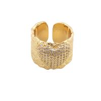 Cubic Zirconia Micro Pave Brass Finger Ring, gold color plated, fashion jewelry & micro pave cubic zirconia & for woman, golden, 23*16*5mm [