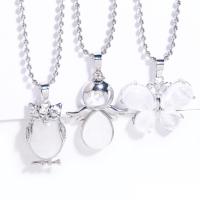 Quartz Necklace, Brass, with Clear Quartz, with 5cm extender chain, plated, fashion jewelry silver color cm [