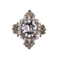 Zinc Alloy Brooch Finding, with Plastic Pearl, plated, DIY & with rhinestone 