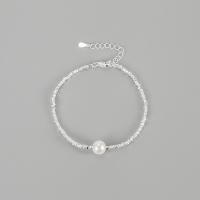Pearl Sterling Silver Bracelets, 925 Sterling Silver, with Freshwater Pearl, with 3cm extender chain, fashion jewelry & for woman, 8mm,9mm Approx 16 cm 