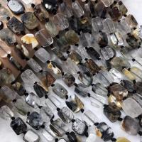 Rutilquarz Perlen, Schwarzer Rutilquarz, poliert, Folk-Stil & DIY, beads size 10x14mm, Länge:ca. 38-40 cm, verkauft von Strang