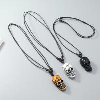Fashion Sweater Chain Necklace, Resin, with Wax Cord, Skull, Halloween Design & Adjustable & fashion jewelry & for man Approx 44-70 cm 