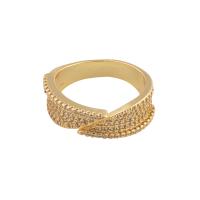 Cubic Zirconia Micro Pave Brass Finger Ring, gold color plated, fashion jewelry & micro pave cubic zirconia & for woman, golden, 20*13*2.5mm 