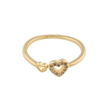 Cubic Zirconia Micro Pave Brass Finger Ring, Heart, gold color plated, fashion jewelry & micro pave cubic zirconia & for woman, golden, 20*6*2mm [