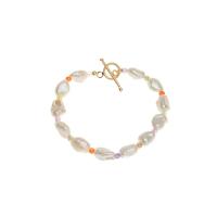 Cultured Freshwater Pearl Brass Bracelet, with Quartz & Brass, 18K gold plated, fashion jewelry & for woman, mixed colors Approx 18 cm [