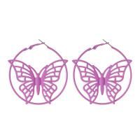 Iron Drop Earring, Butterfly, painted, fashion jewelry & for woman, purple 