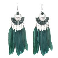 Fashion Feather Earring , Zinc Alloy, with Feather, fashion jewelry & for woman 