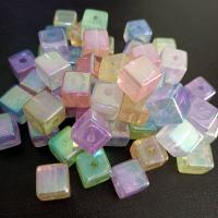 Plating Acrylic Beads, Square, DIY, mixed colors, 14mm, Approx [